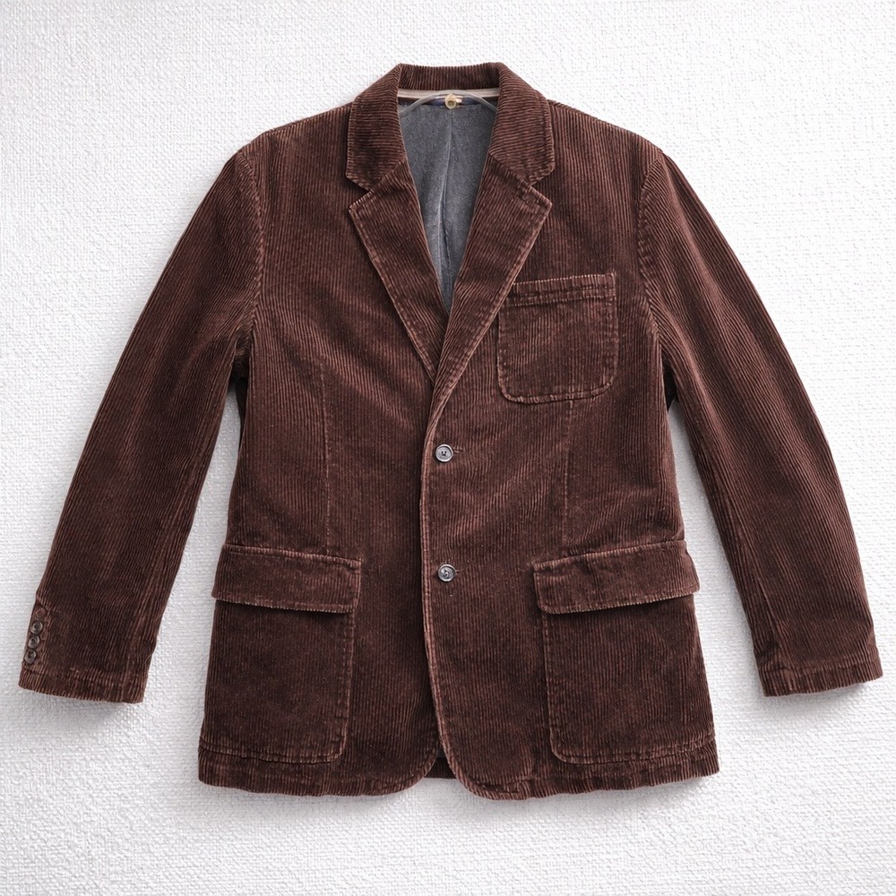 GAP 1969 Mens Dark Brown Wide Wale Corduroy Blazer Sport Coat Two Button Jacket - Picture 1 of 11